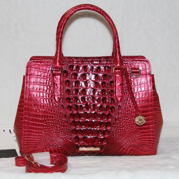 NWT BRAHMIN Small Finley Satchel Tote Bag Merlot Ombre Melbourne Leather Purse